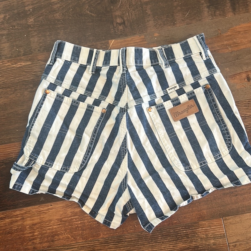 Denim stripe shorts